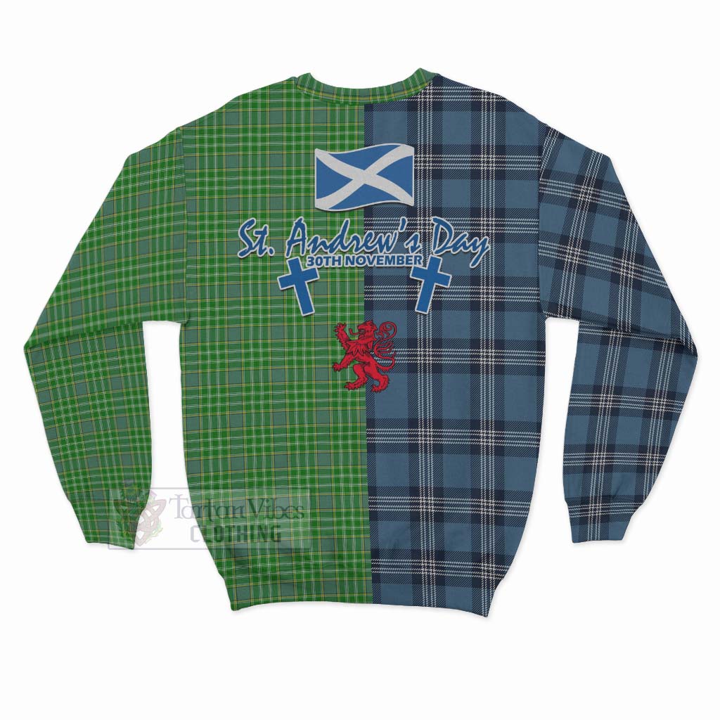 Currie Tartan Sweatshirt Happy St. Andrew's Day Half Tartan Style - Tartan Vibes Clothing