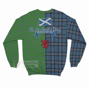 Currie Tartan Sweatshirt Happy St. Andrew's Day Half Tartan Style - Tartan Vibes Clothing