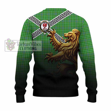 Currie Crest Tartan Knitted Sweater with Golden Lion Emblem Celtic Style - Tartan Vibes Clothing
