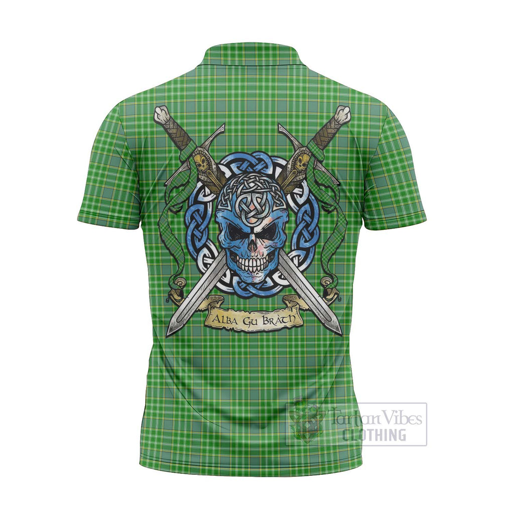 Currie Tartan Zipper Polo Shirt with Family Crest Celtic Skull Style - Tartan Vibes Clothing
