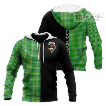 Currie Tartan Knitted Hoodie with Family Crest and Half Of Me Style Unisex Knitted Zip Hoodie - Tartan Vibes Clothing