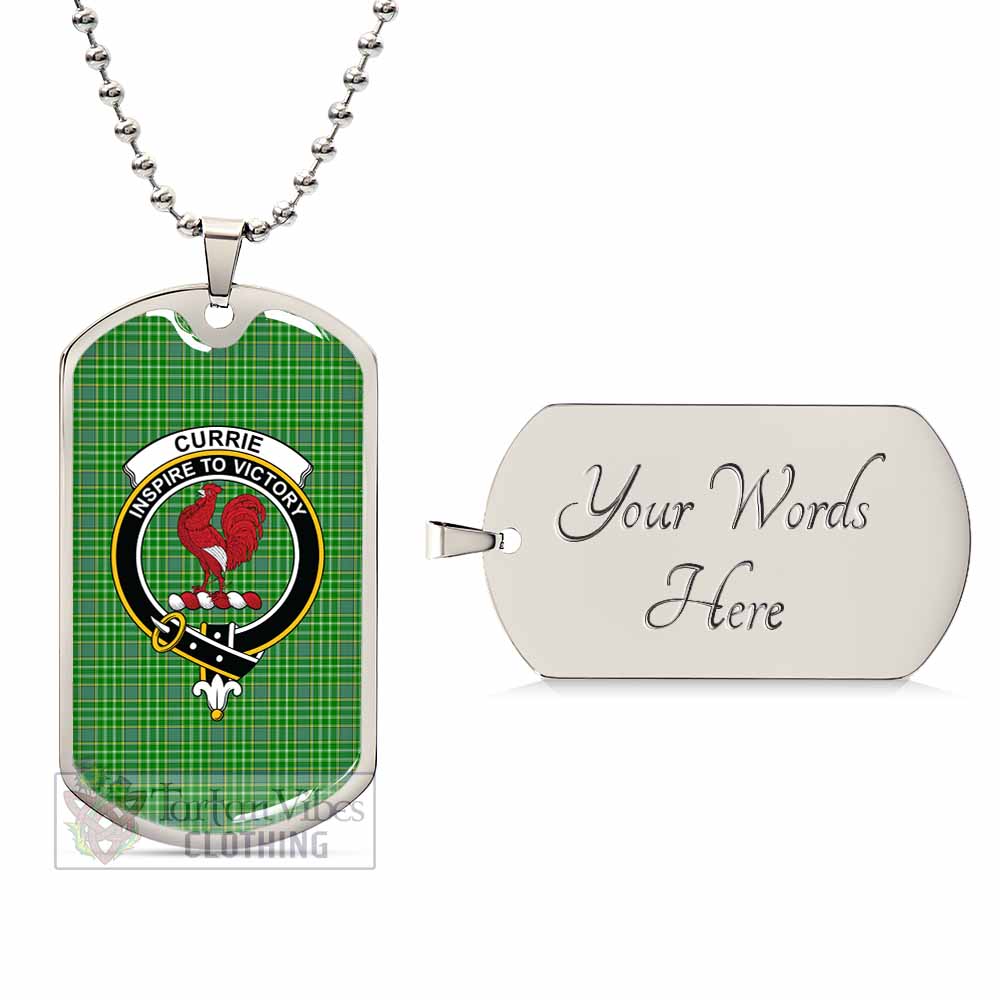Currie Tartan Dog Tag Necklace with Family Crest Silver Yes - Tartan Vibes Clothing