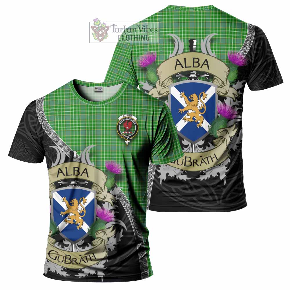 Currie Tartan Family Crest T-Shirt Lion Rampant Royal Thistle Shield Celtic Inspired - Tartan Vibes Clothing