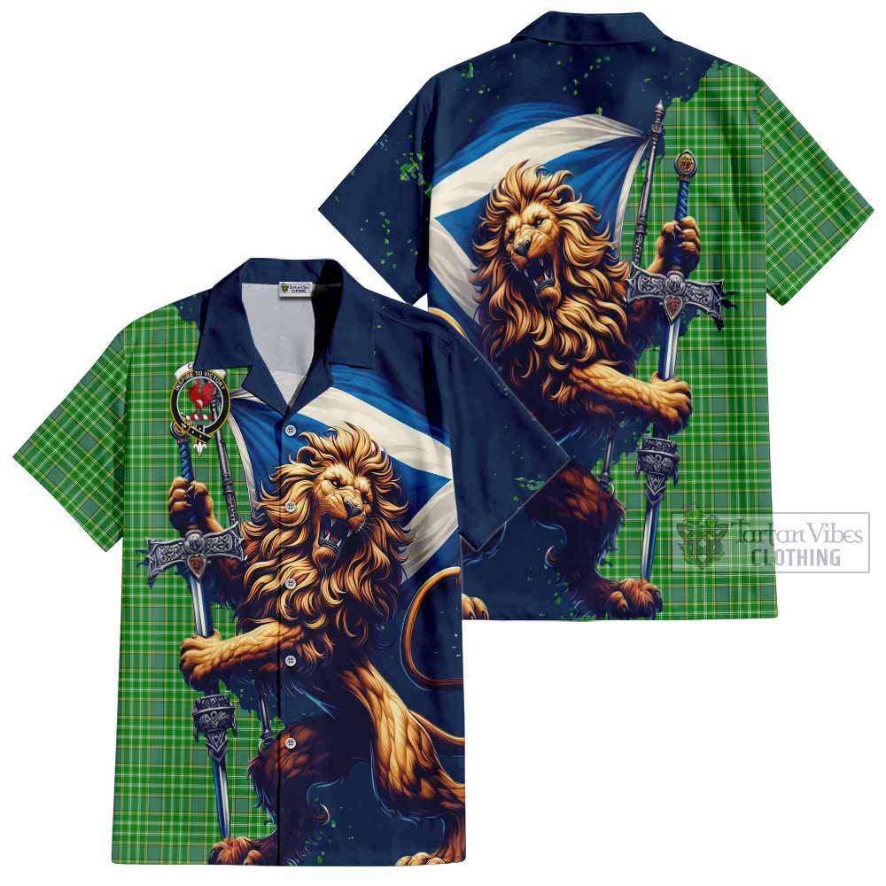 Currie Tartan Family Crest Hawaiian Shirt with Scottish Majestic Lion - Tartan Vibes Clothing
