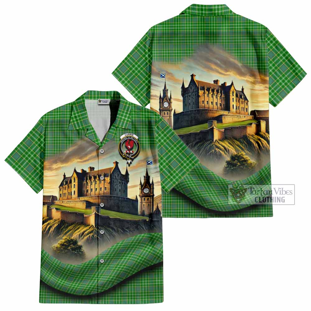 Currie Tartan Family Crest Hawaiian Shirt with Scottish Ancient Castle Style - Tartan Vibes Clothing