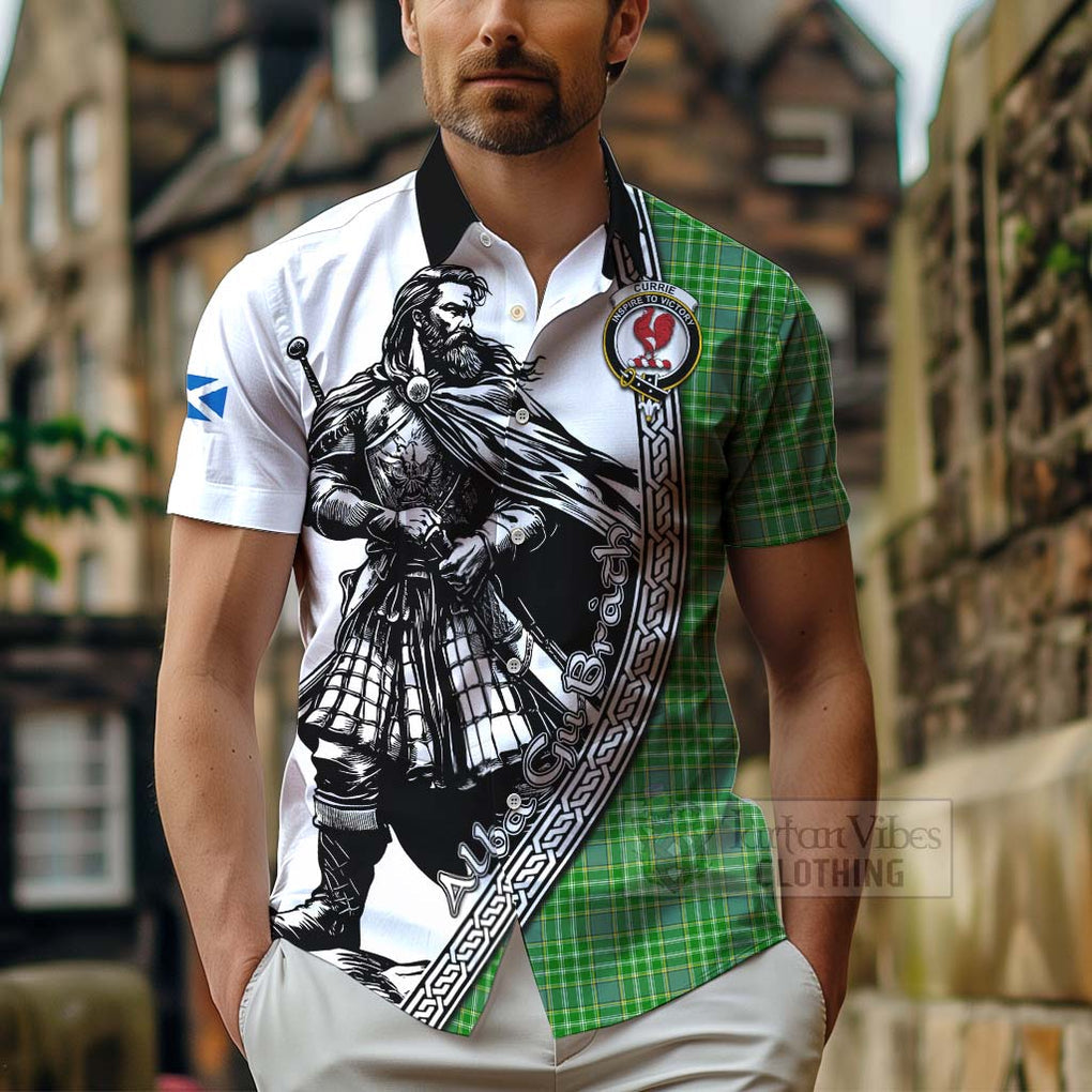 Currie Tartan Clan Crest Hawaiian Shirt with Highlander Warrior Celtic Style - Tartan Vibes Clothing