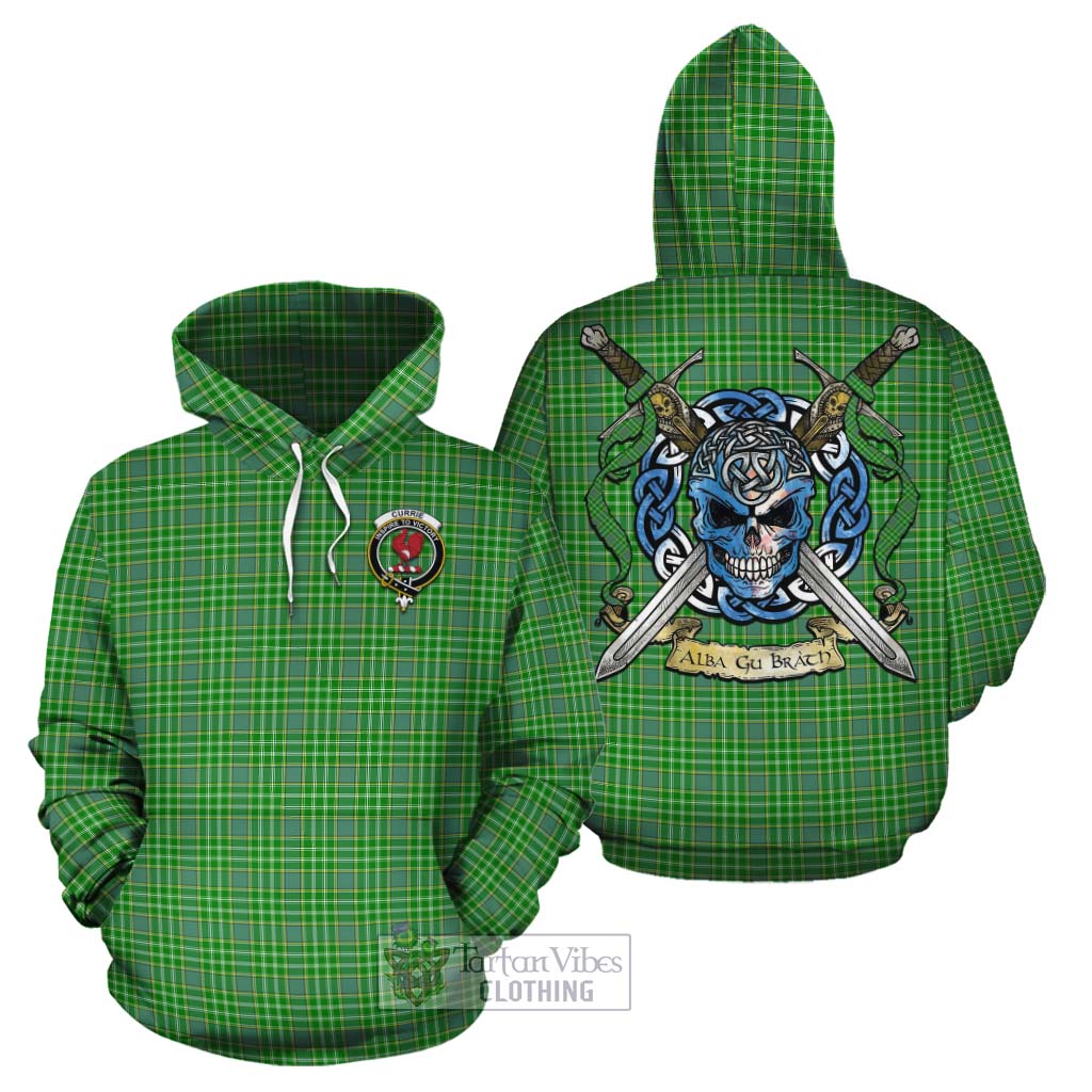 Currie Tartan Cotton Hoodie with Family Crest Celtic Skull Style Zip Hoodie - Tartan Vibes Clothing