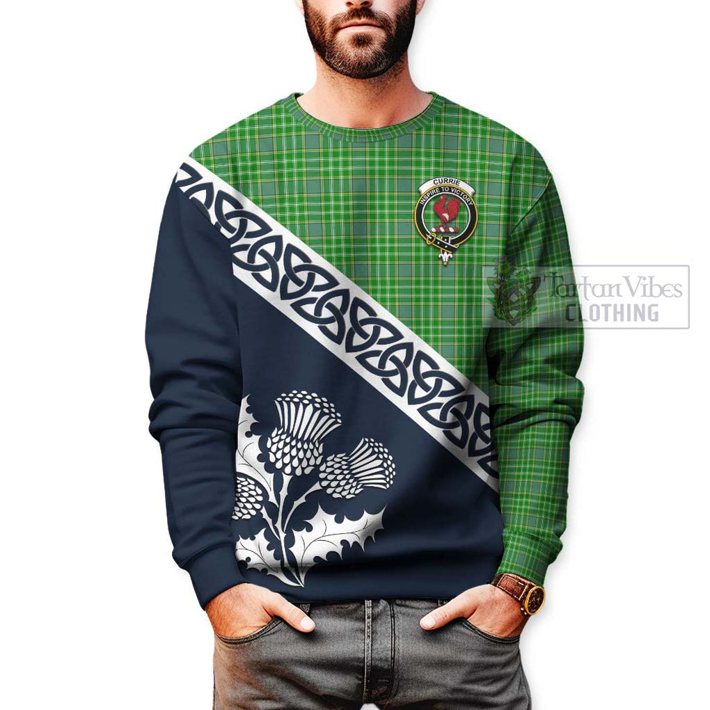 Currie Tartan Sweatshirt Featuring Thistle and Scotland Map - Tartan Vibes Clothing