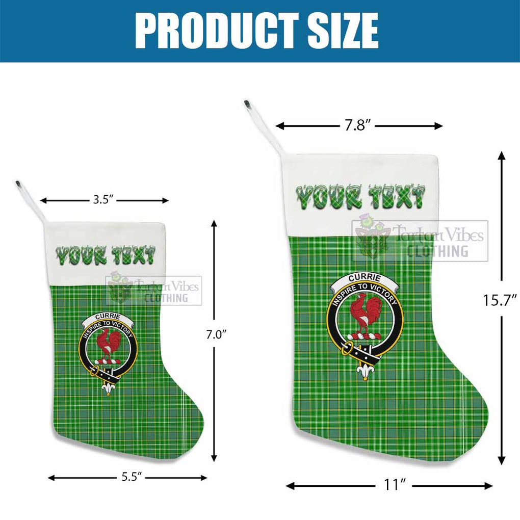 Currie Tartan Family Crest Christmas Stocking with Personalized Text - Tartan Vibes Clothing