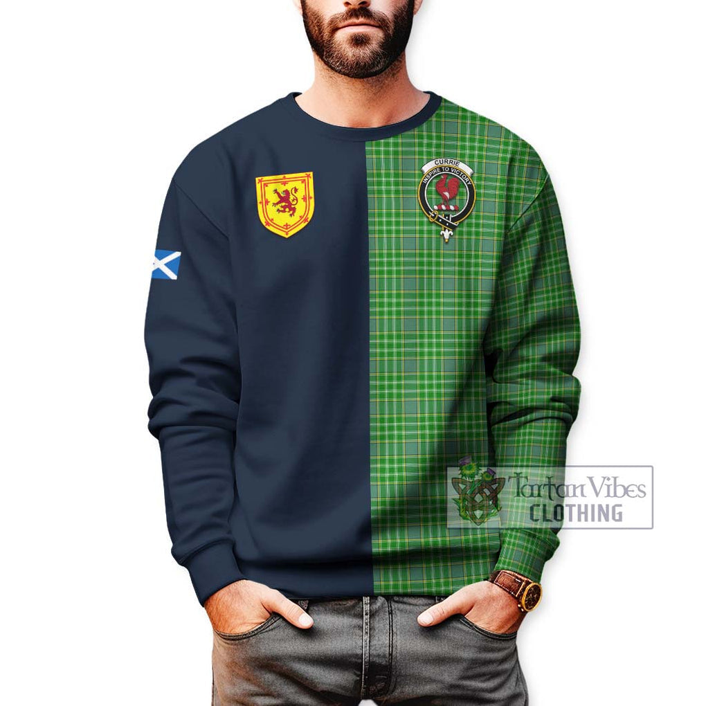 Currie Tartan Sweatshirt Alba with Scottish Lion Royal Arm Half Style - Tartan Vibes Clothing