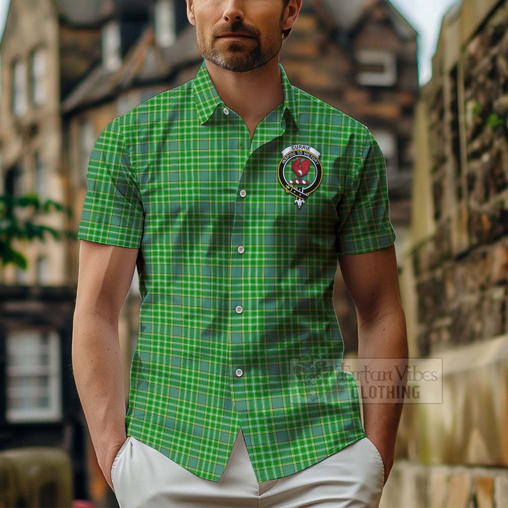 Currie Tartan Hawaiian Shirt with Family Crest Celtic Skull Style - Tartan Vibes Clothing