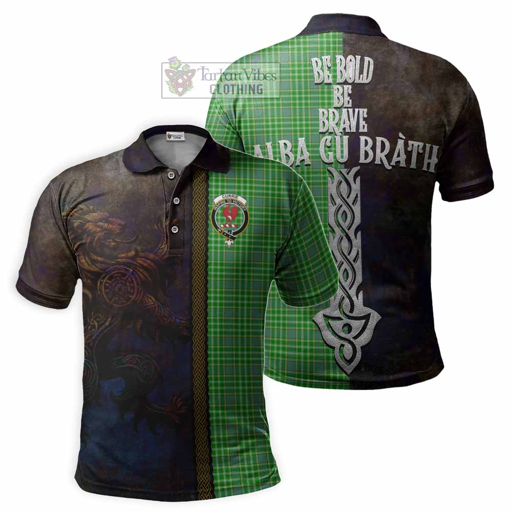 Currie Tartan Family Crest Polo Shirt Alba Gu Brath Be Brave Lion Ancient Style - Tartan Vibes Clothing