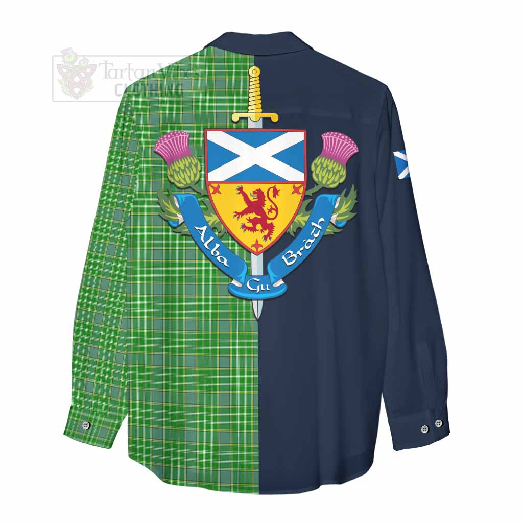 Tartan Vibes Clothing Currie Tartan Women's Casual Shirt Alba with Scottish Lion Royal Arm Half Style