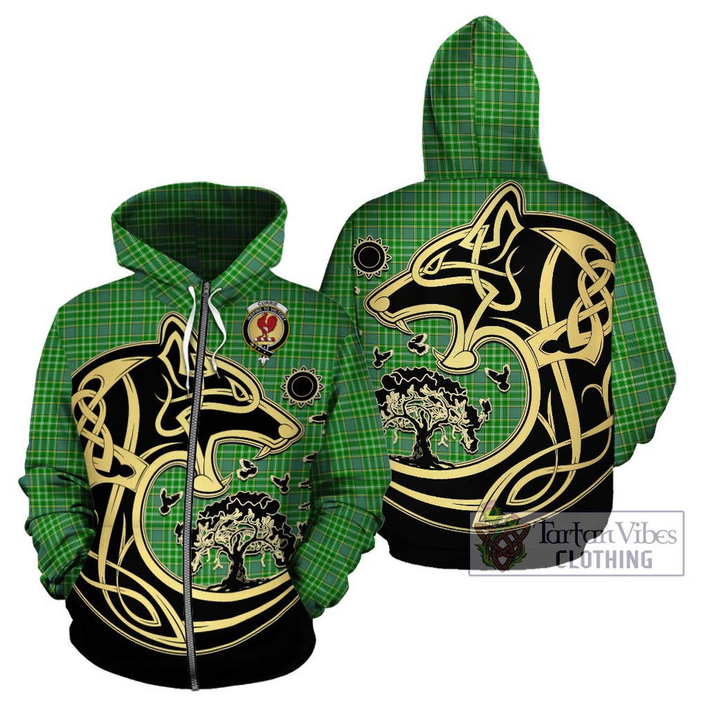 Currie Tartan Hoodie with Family Crest Celtic Wolf Style - Tartan Vibes Clothing