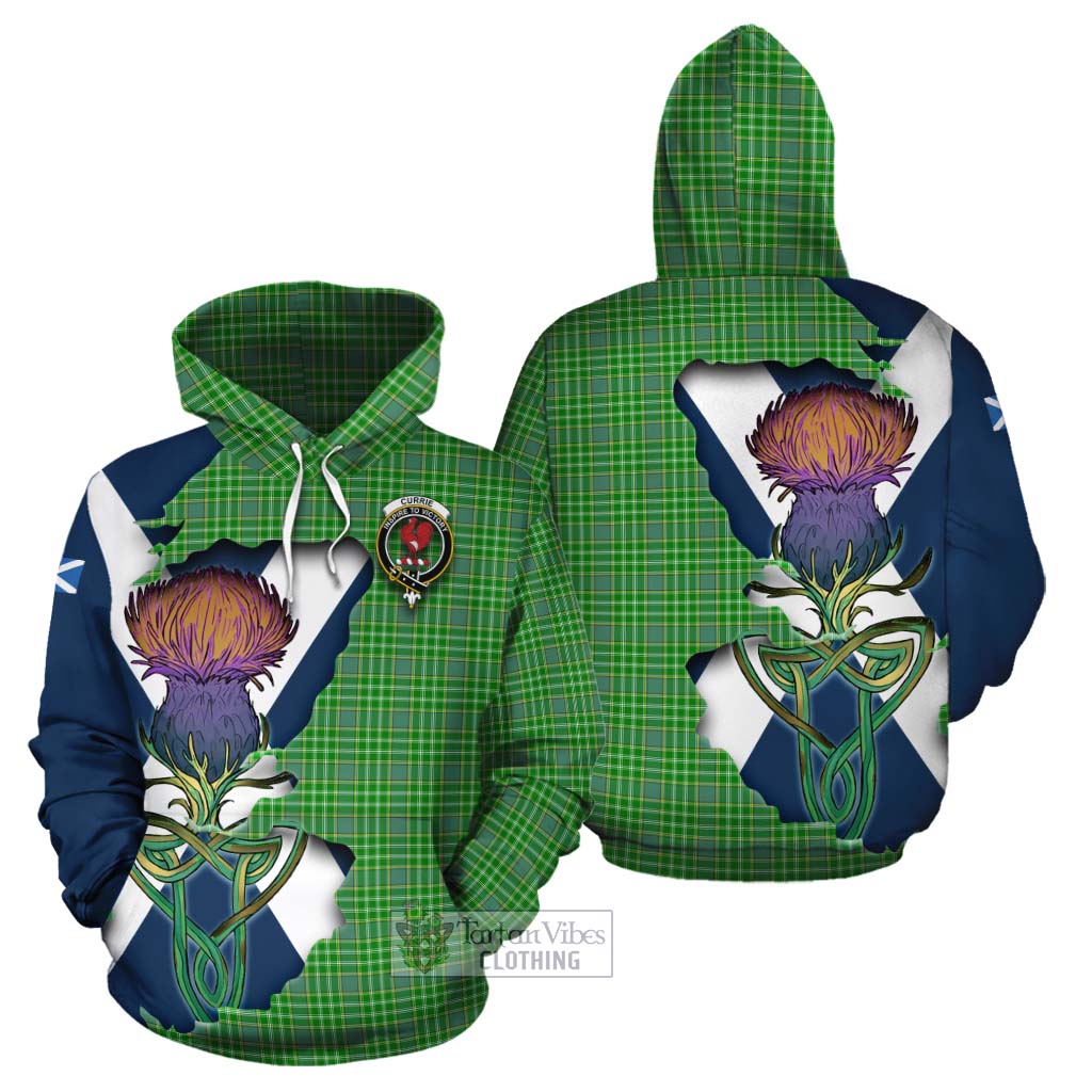 Currie Tartan Family Crest Cotton Hoodie Scottish Thistle Celtic Inspired - Tartan Vibes Clothing