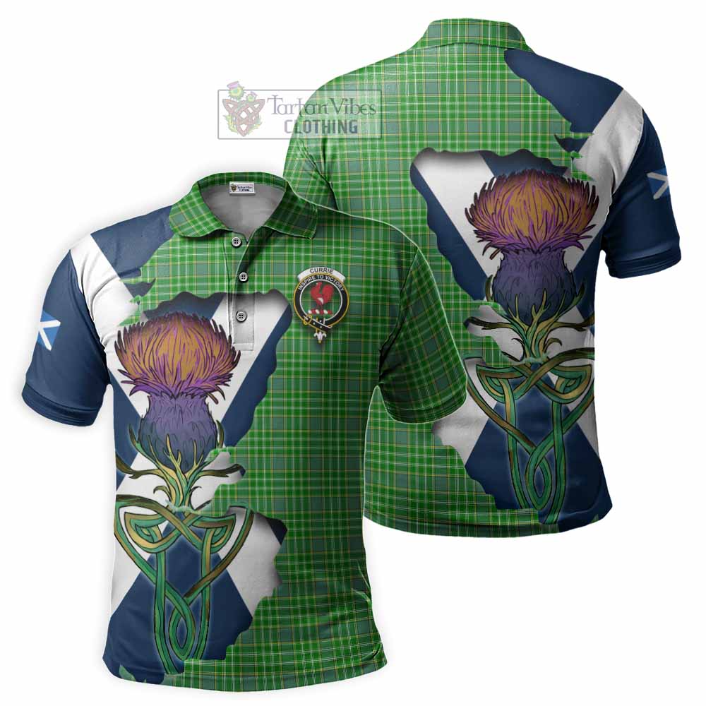Currie Tartan Family Crest Polo Shirt Scottish Thistle Celtic Inspired - Tartan Vibes Clothing
