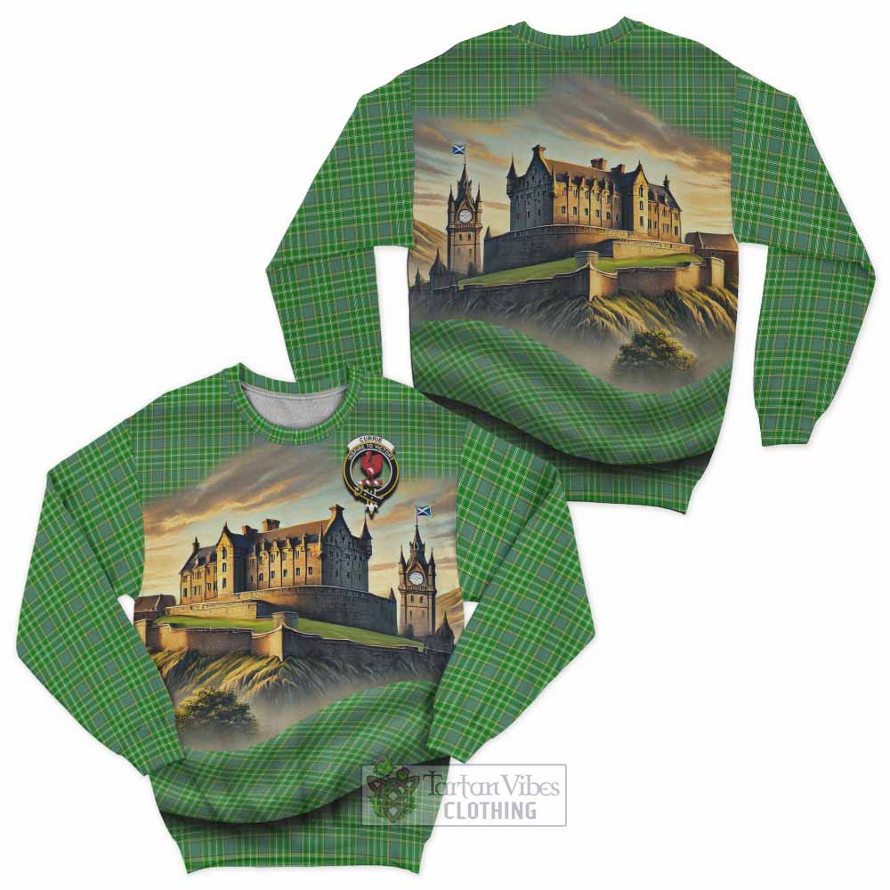 Currie Tartan Family Crest Sweatshirt with Scottish Ancient Castle Style - Tartan Vibes Clothing
