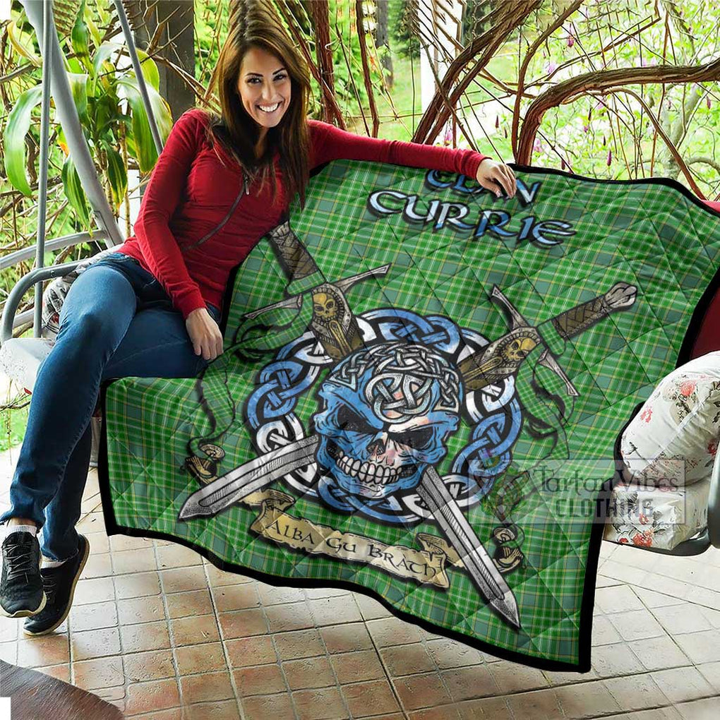 Currie Tartan Quilt with Celtic Skull Alba Gu Brath Style - Tartan Vibes Clothing