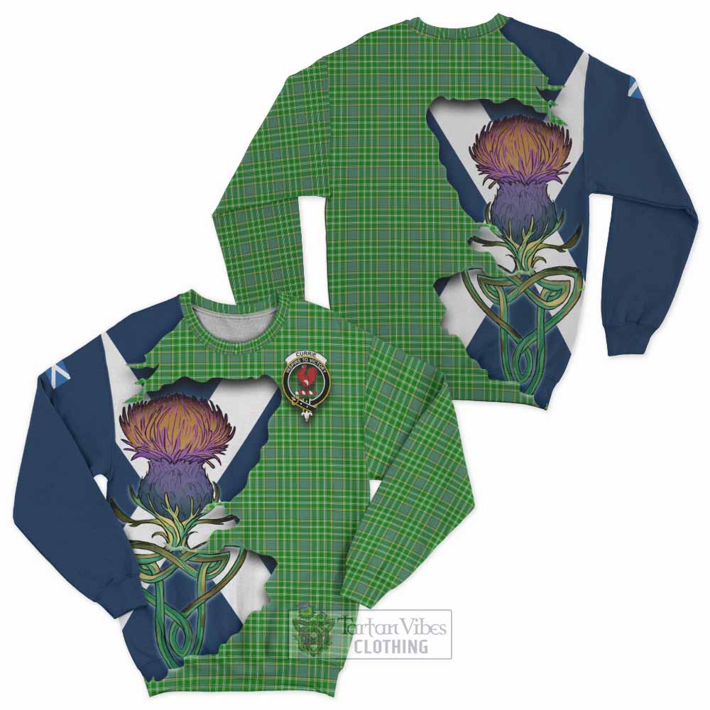 Currie Tartan Family Crest Sweatshirt Scottish Thistle Celtic Inspired - Tartan Vibes Clothing