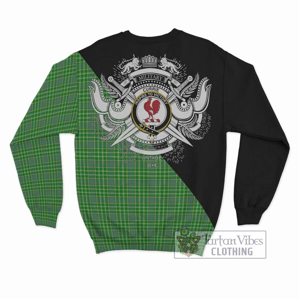 Currie Tartan Sweatshirt with Family Crest and Military Logo Style - Tartan Vibes Clothing