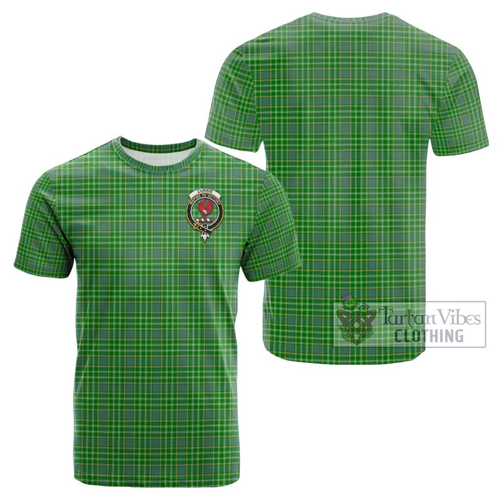 Currie Tartan Cotton T-Shirt with Family Crest - Tartan Vibes Clothing