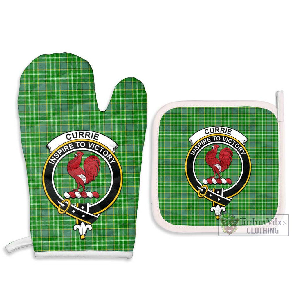 Currie Tartan Combo Oven Mitt & Pot-Holder with Family Crest - Tartan Vibes Clothing