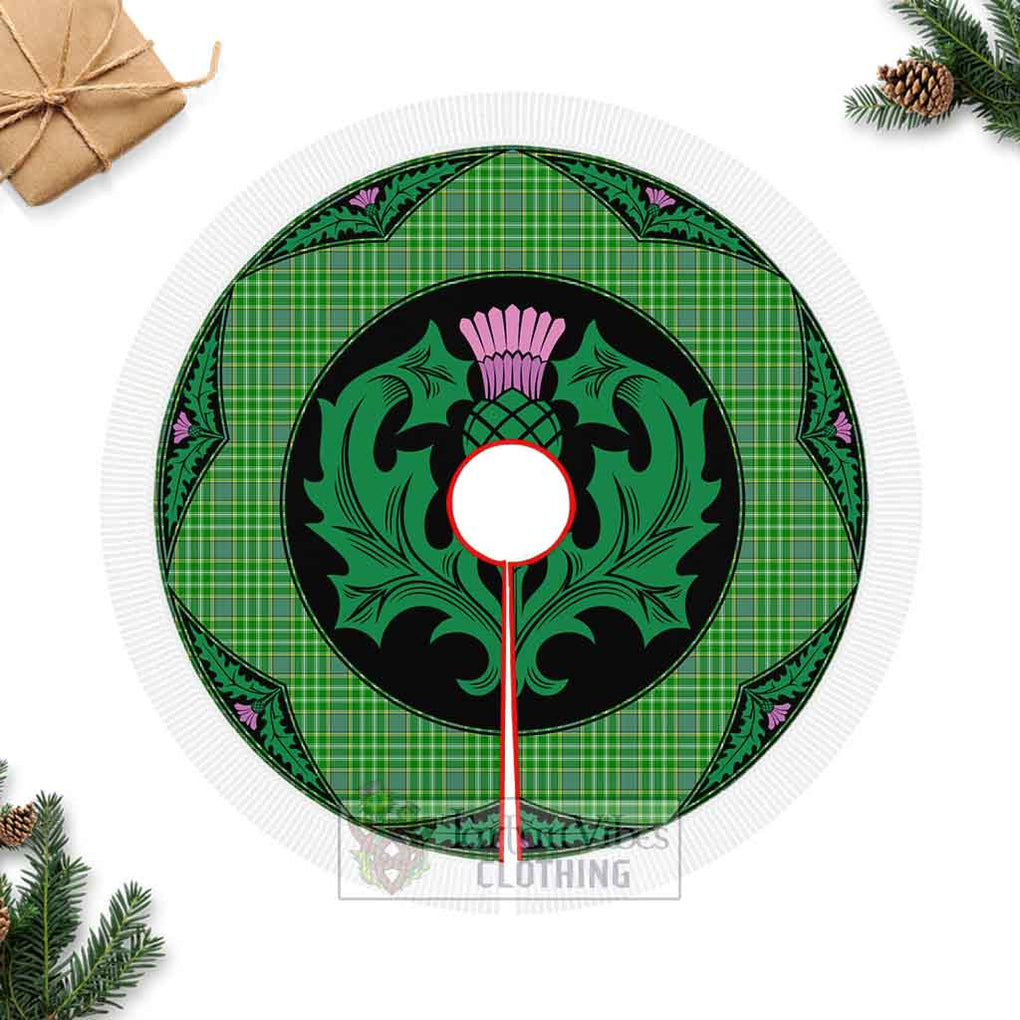 Currie Tartan Christmas Tree Skirt Scottish Thistle Style Fringed Tree Skirts - Tartan Vibes Clothing