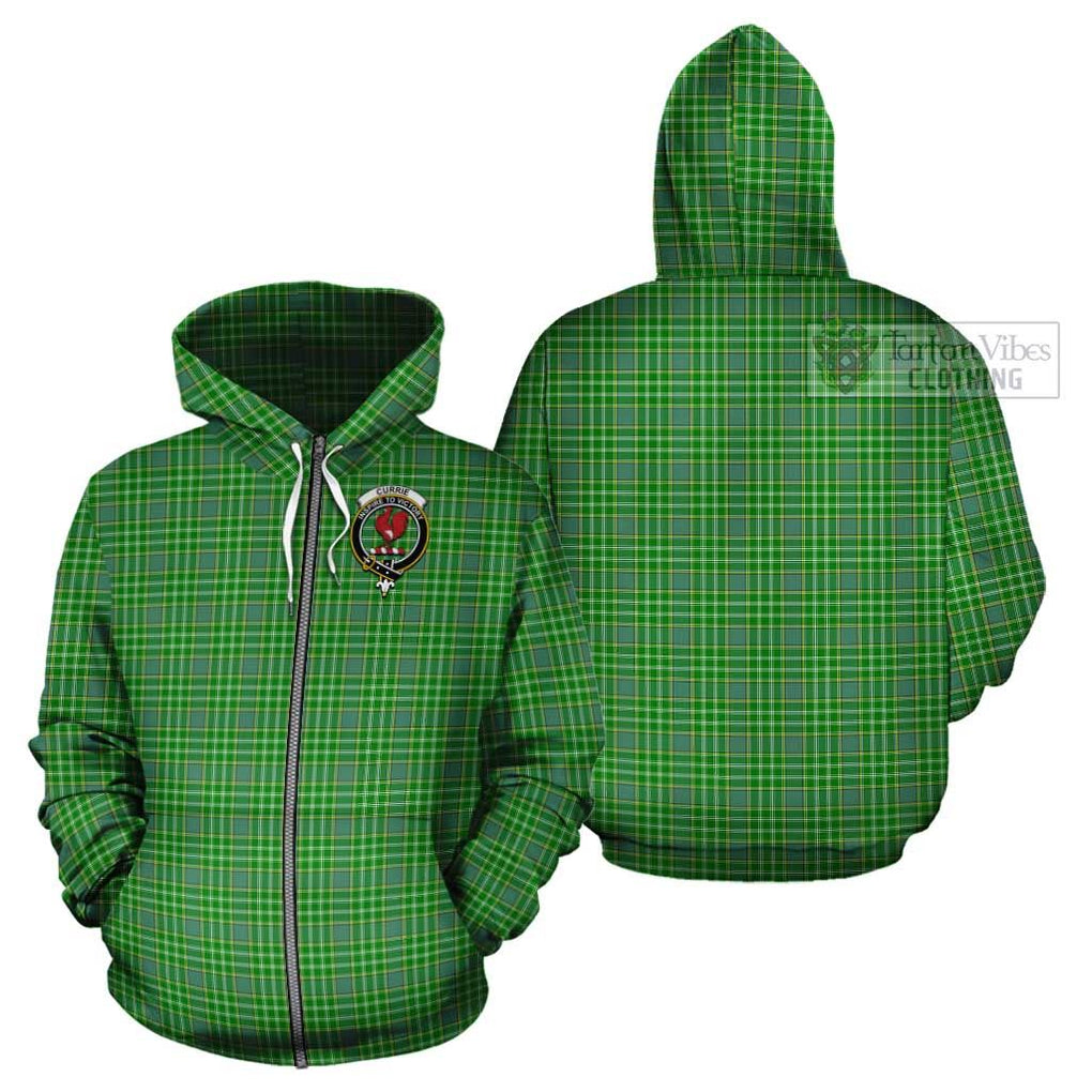 Currie Tartan Cotton Hoodie with Family Crest - Tartan Vibes Clothing