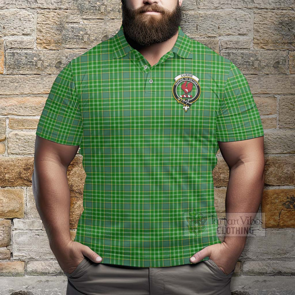 Currie Tartan Polo Shirt with Family Crest Celtic Skull Style - Tartan Vibes Clothing