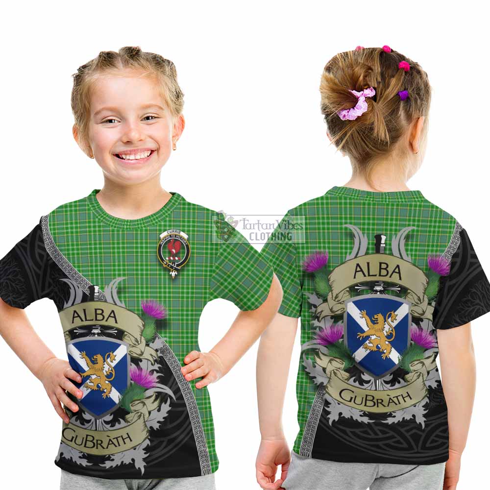 Currie Tartan Family Crest Kid T-Shirt Lion Rampant Royal Thistle Shield Celtic Inspired - Tartan Vibes Clothing