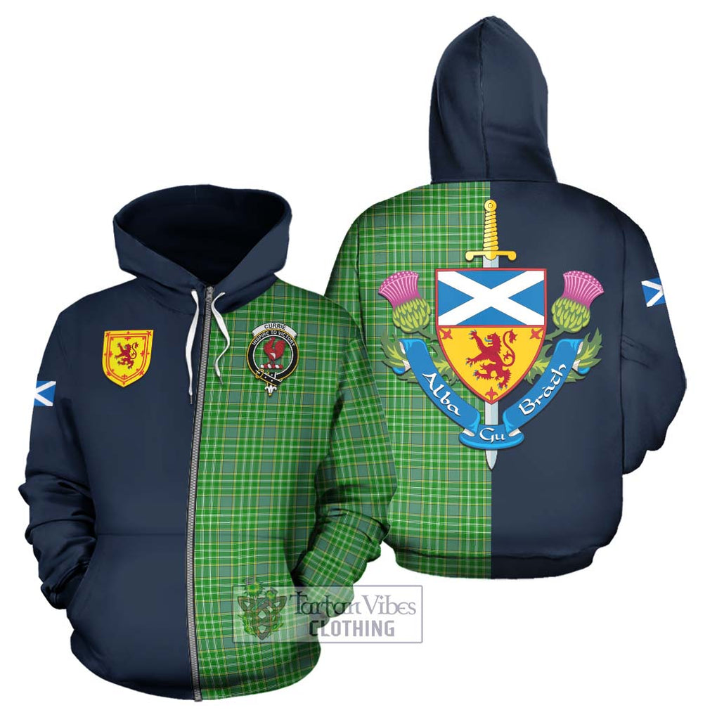 Currie Tartan Hoodie Alba with Scottish Lion Royal Arm Half Style - Tartan Vibes Clothing