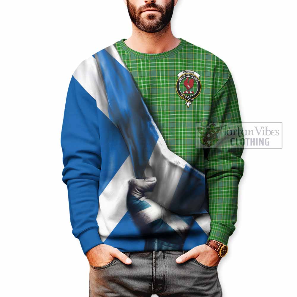 Currie Tartan Sweatshirt with Family Crest Scotland Patriotic Style - Tartan Vibes Clothing