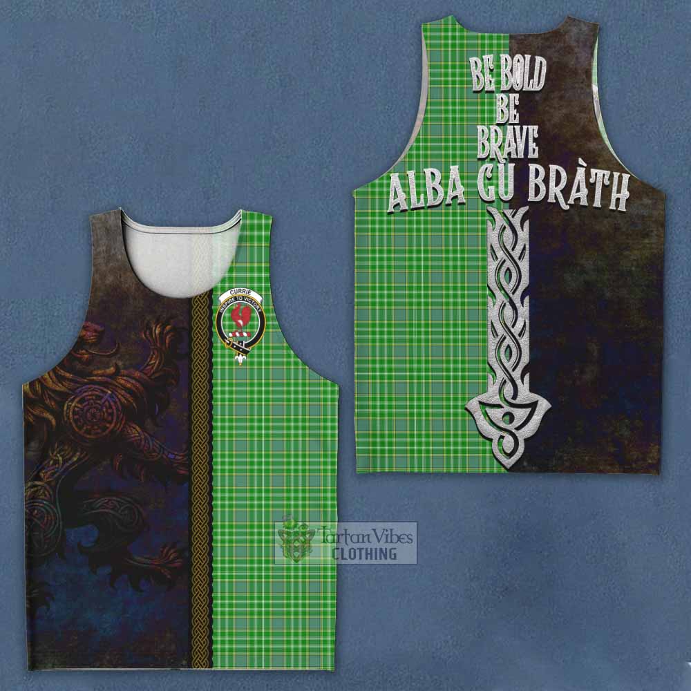 Currie Tartan Family Crest Men's Tank Top Alba Gu Brath Be Brave Lion Ancient Style - Tartan Vibes Clothing