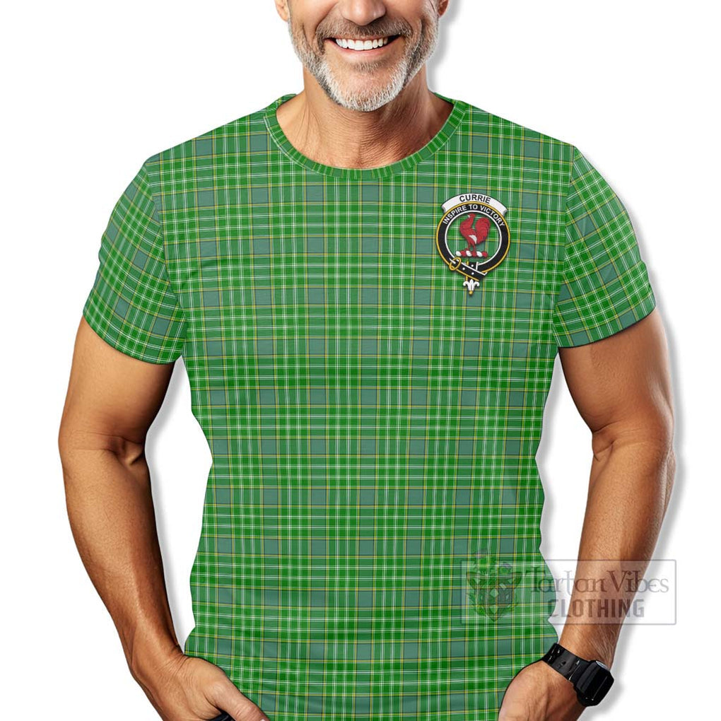 Currie Tartan T-Shirt with Family Crest Celtic Skull Style - Tartan Vibes Clothing