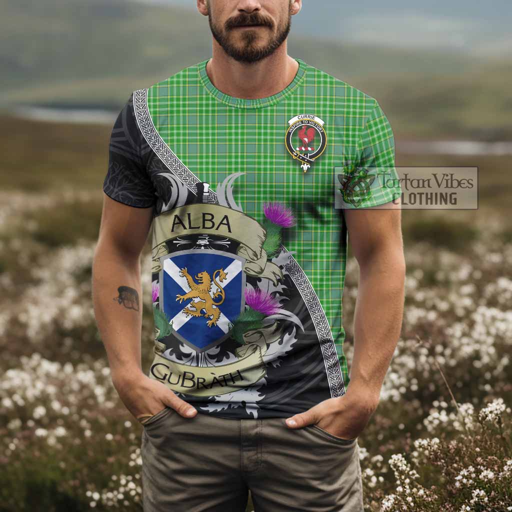 Currie Tartan Family Crest T-Shirt Lion Rampant Royal Thistle Shield Celtic Inspired - Tartan Vibes Clothing