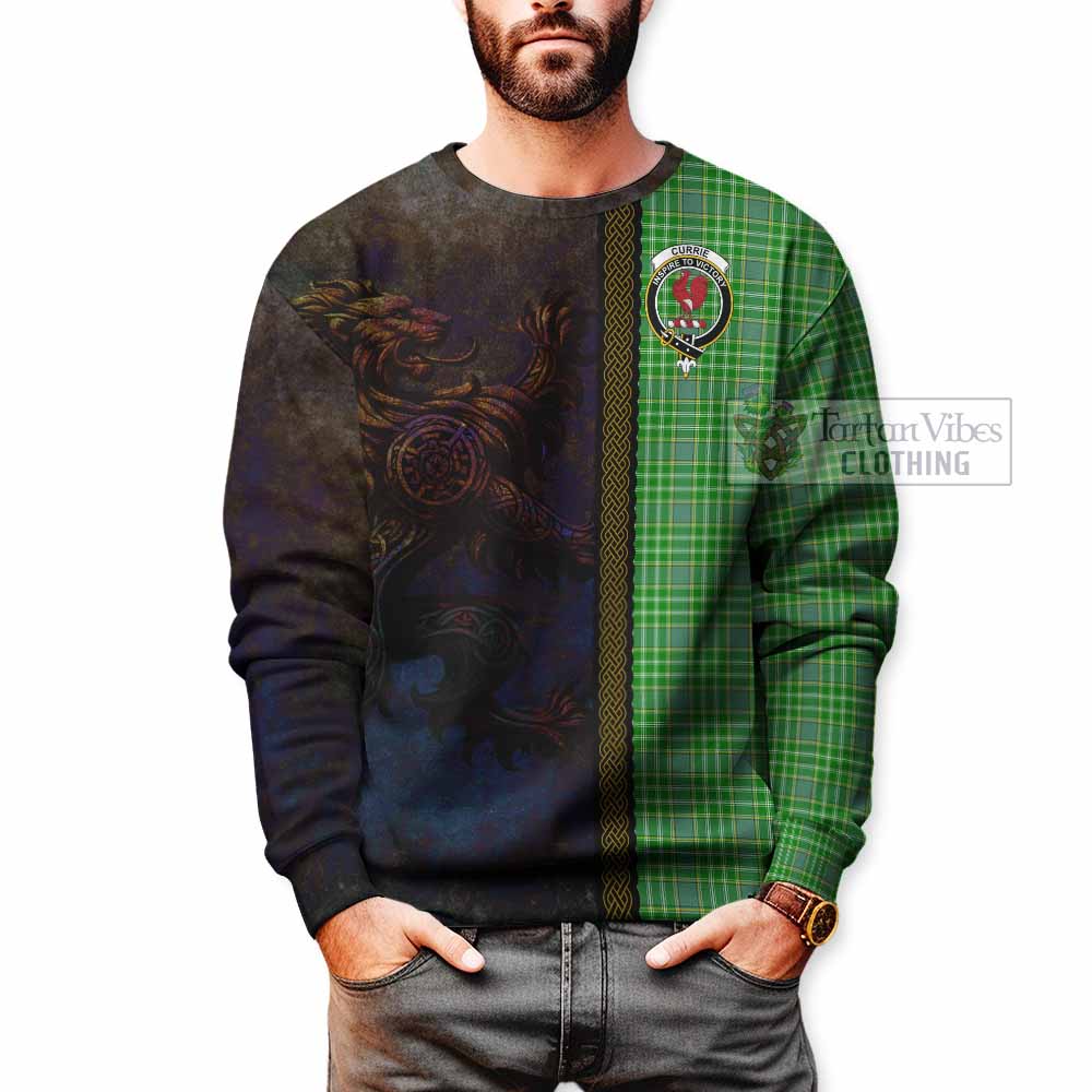Currie Tartan Family Crest Sweatshirt Alba Gu Brath Be Brave Lion Ancient Style - Tartan Vibes Clothing