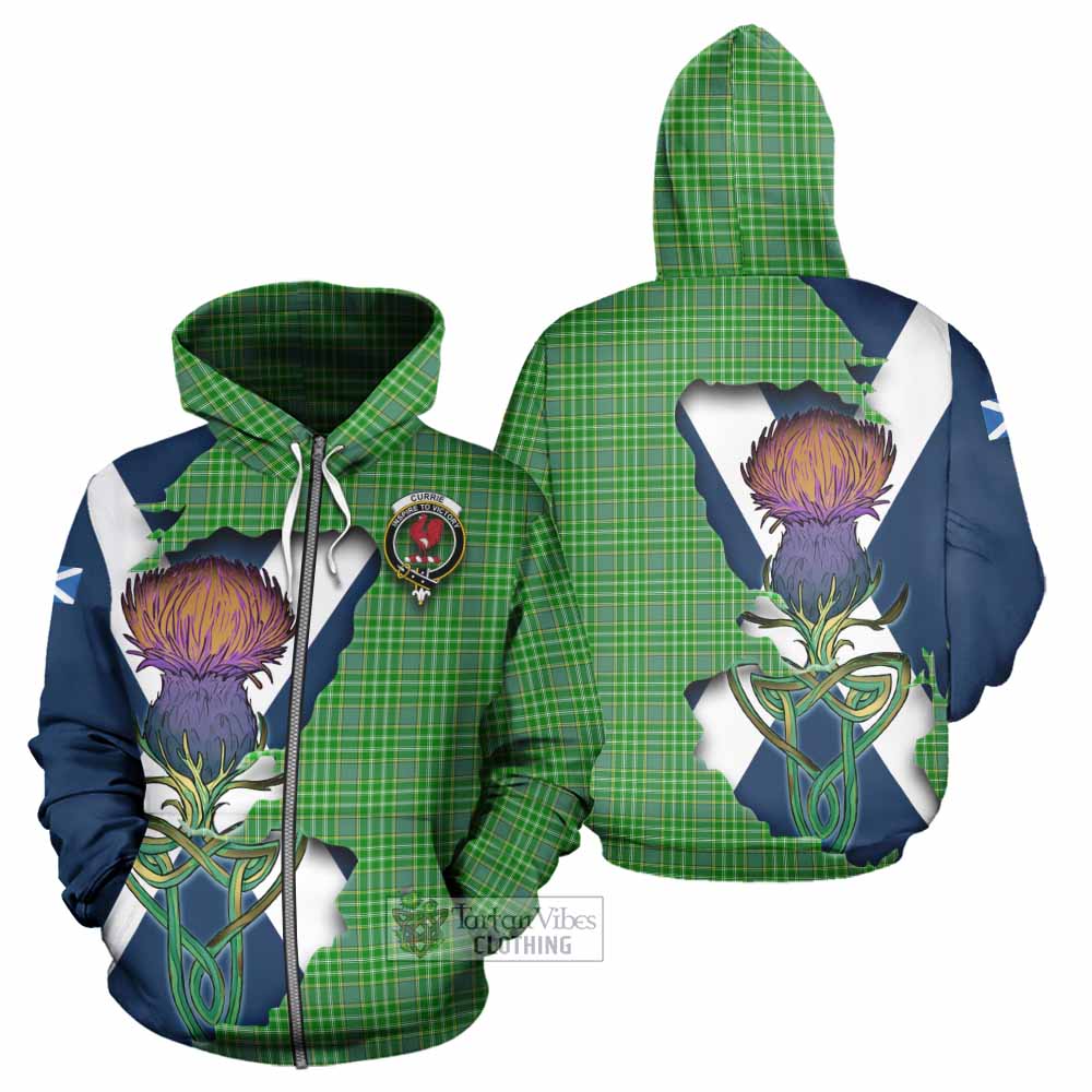 Currie Tartan Family Crest Hoodie Scottish Thistle Celtic Inspired Zip Hoodie - Tartan Vibes Clothing