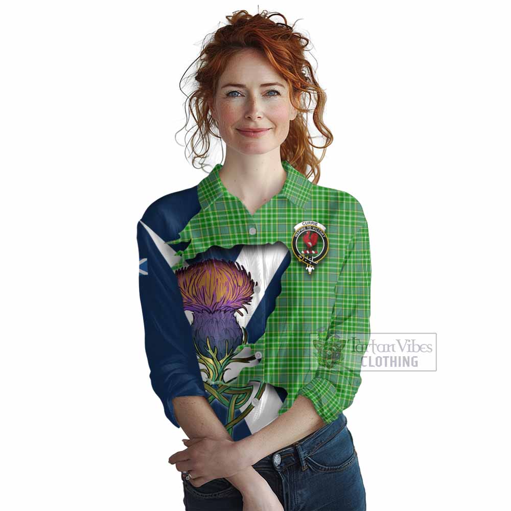 Currie Tartan Family Crest Women's Casual Shirt Scottish Thistle Celtic Inspired - Tartan Vibes Clothing