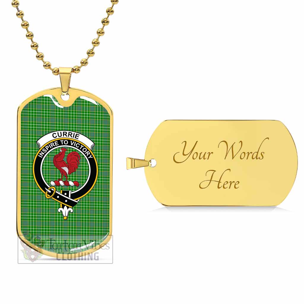Currie Tartan Dog Tag Necklace with Family Crest Gold Yes - Tartan Vibes Clothing