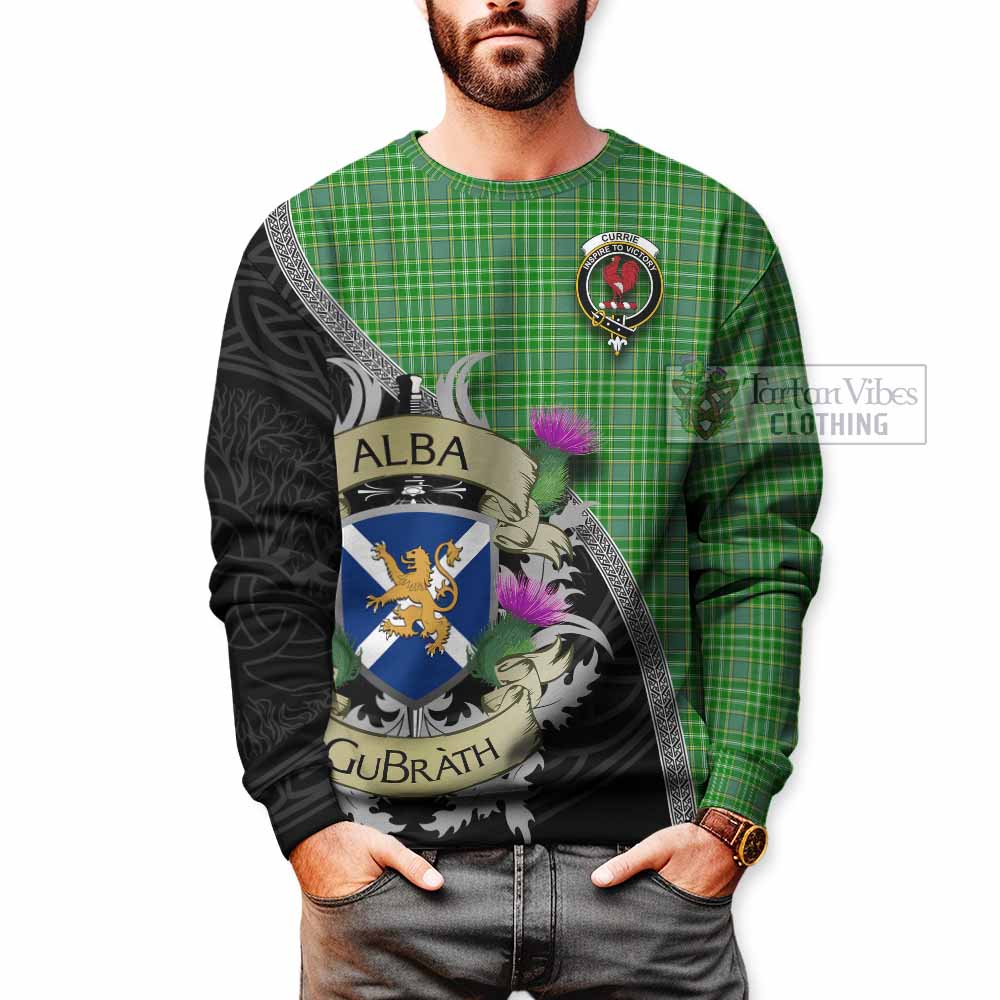 Currie Tartan Family Crest Sweatshirt Lion Rampant Royal Thistle Shield Celtic Inspired - Tartan Vibes Clothing