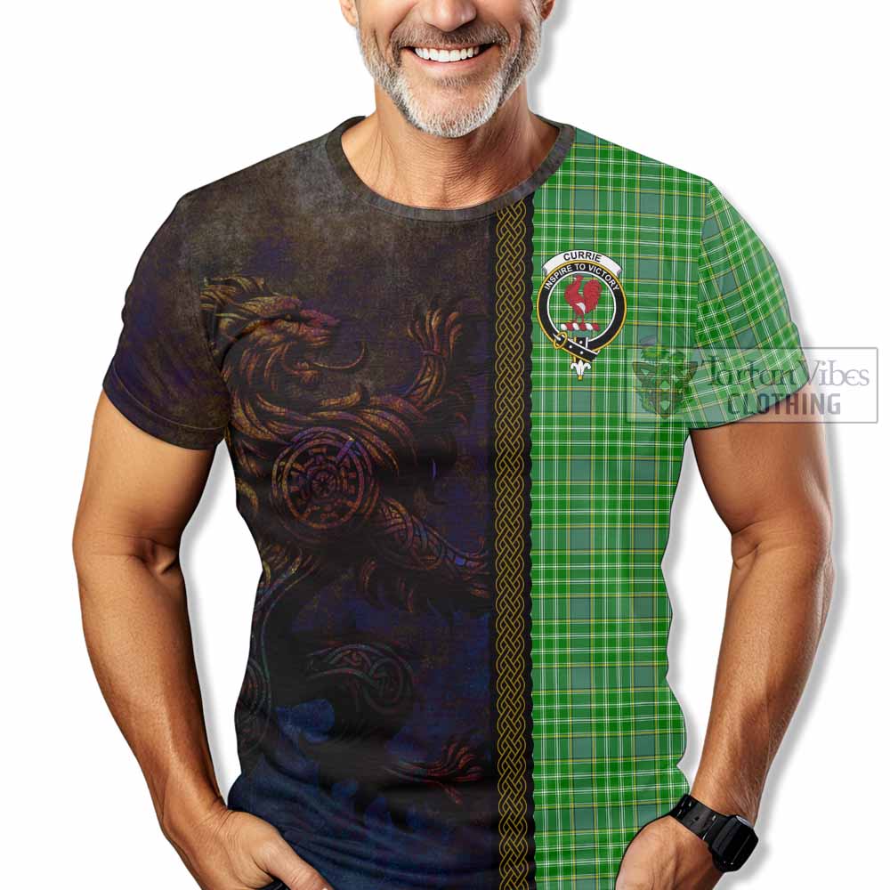 Currie Tartan Family Crest T-Shirt Alba Gu Brath Be Brave Lion Ancient Style - Tartan Vibes Clothing