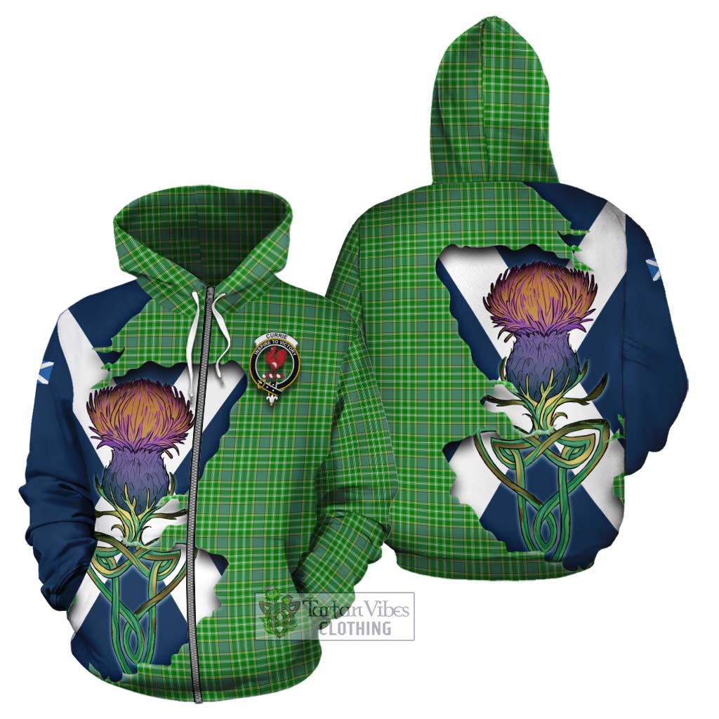 Currie Tartan Family Crest Cotton Hoodie Scottish Thistle Celtic Inspired Zip Hoodie - Tartan Vibes Clothing