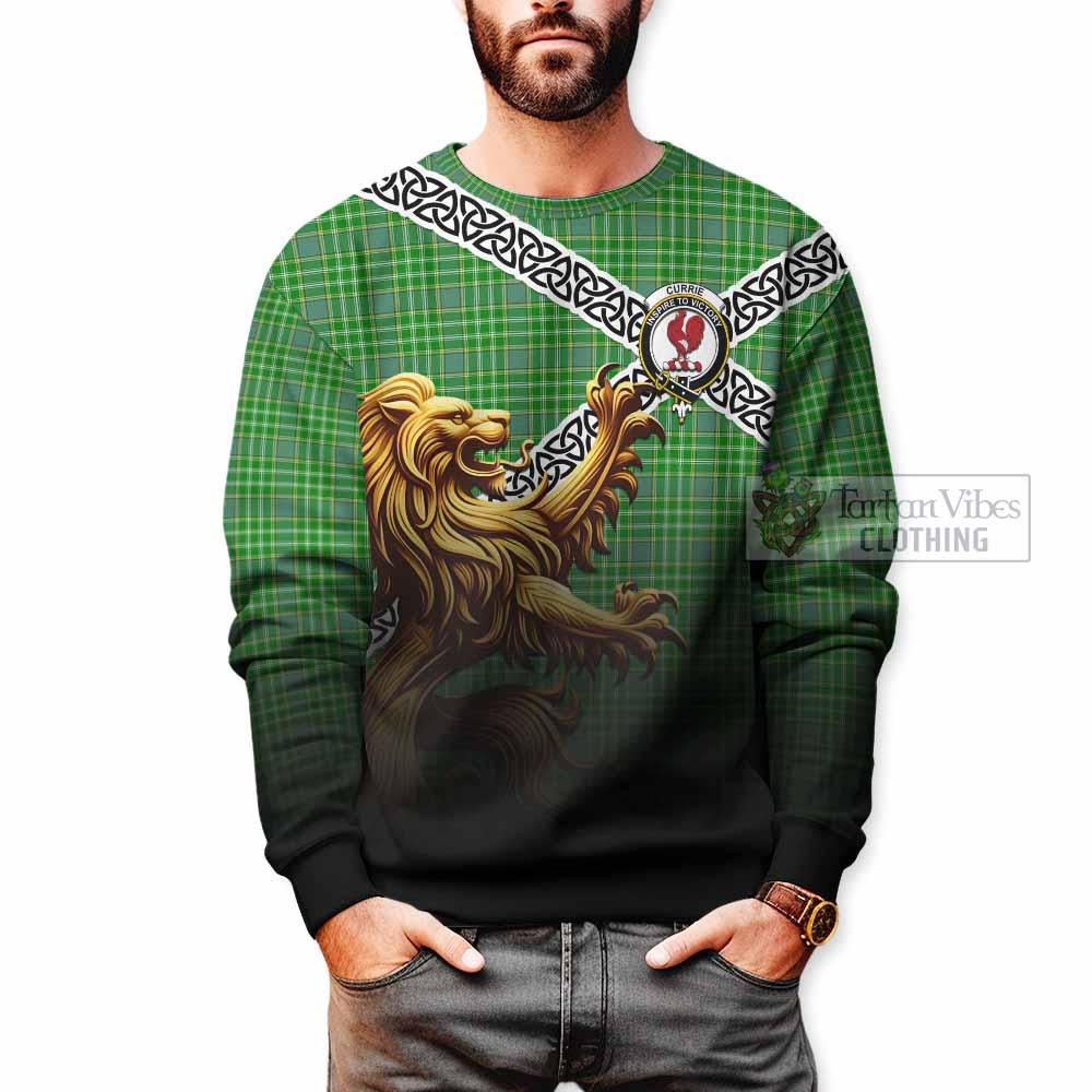 Currie Crest Tartan Sweatshirt with Golden Lion Emblem Celtic Style - Tartan Vibes Clothing