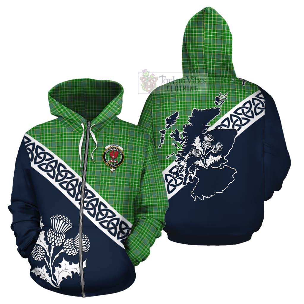 Currie Tartan Cotton Hoodie Featuring Thistle and Scotland Map - Tartan Vibes Clothing
