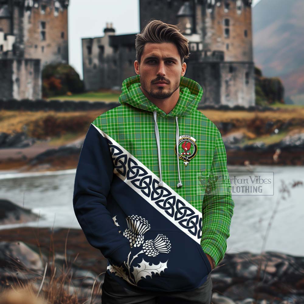 Currie Tartan Cotton Hoodie Featuring Thistle and Scotland Map - Tartan Vibes Clothing