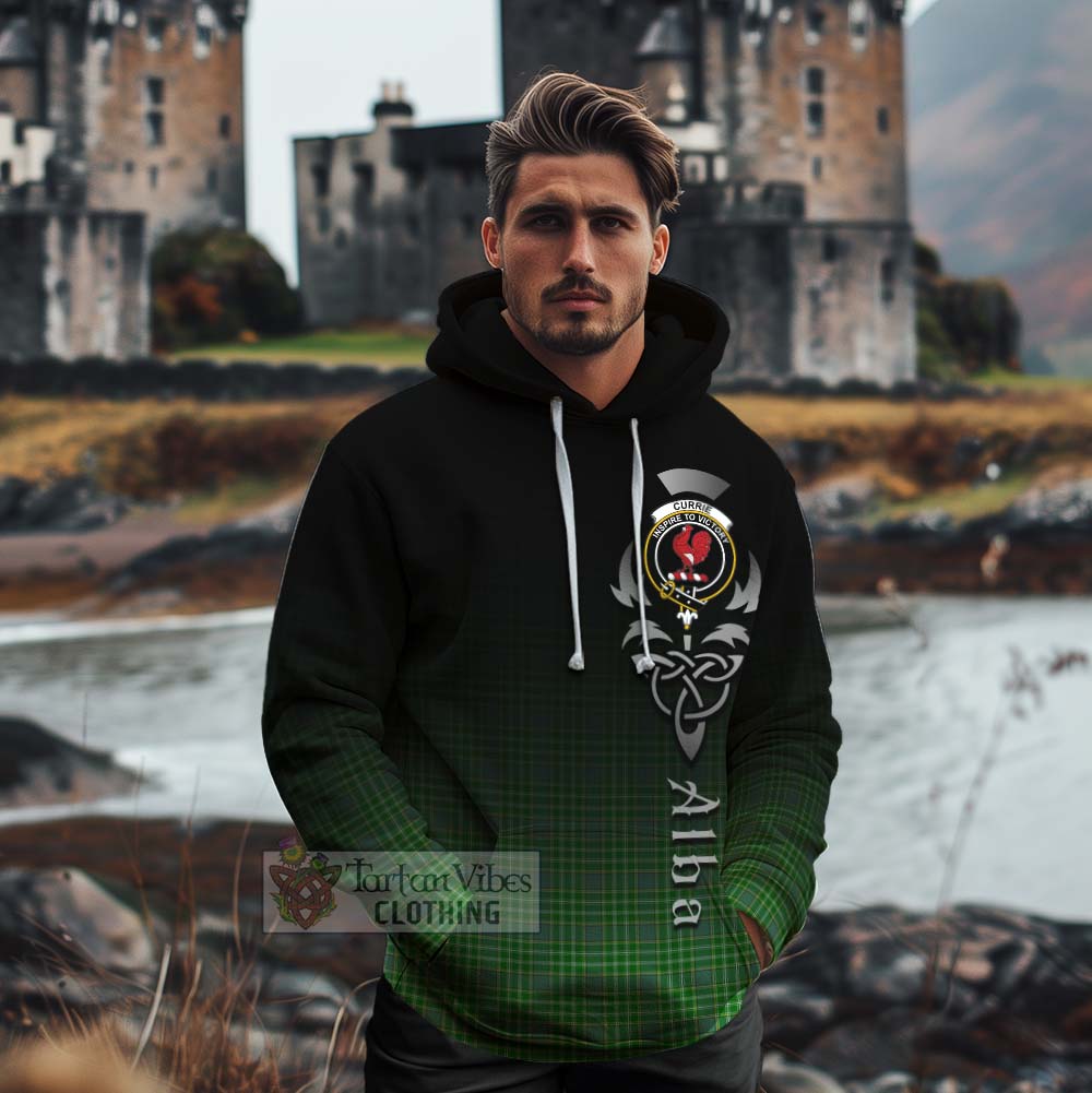 Tartan Vibes Clothing Currie Tartan Cotton Hoodie Featuring Alba Gu Brath Family Crest Celtic Inspired
