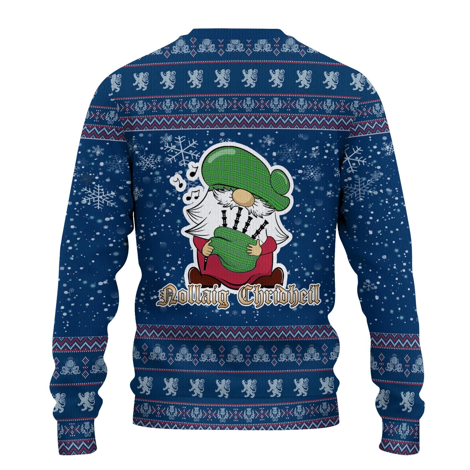 Currie Clan Christmas Family Knitted Sweater with Funny Gnome Playing Bagpipes - Tartanvibesclothing