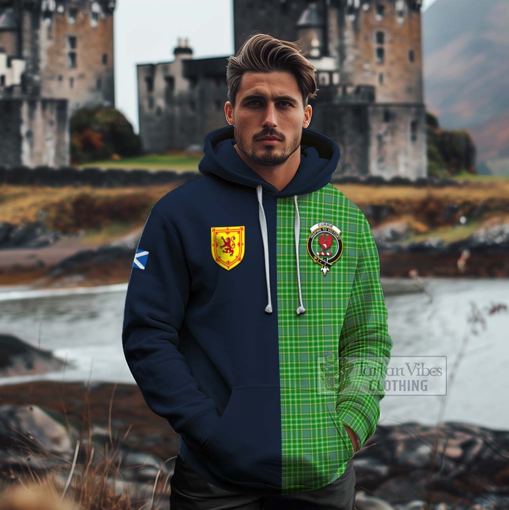 Currie Tartan Cotton Hoodie Alba with Scottish Lion Royal Arm Half Style - Tartan Vibes Clothing