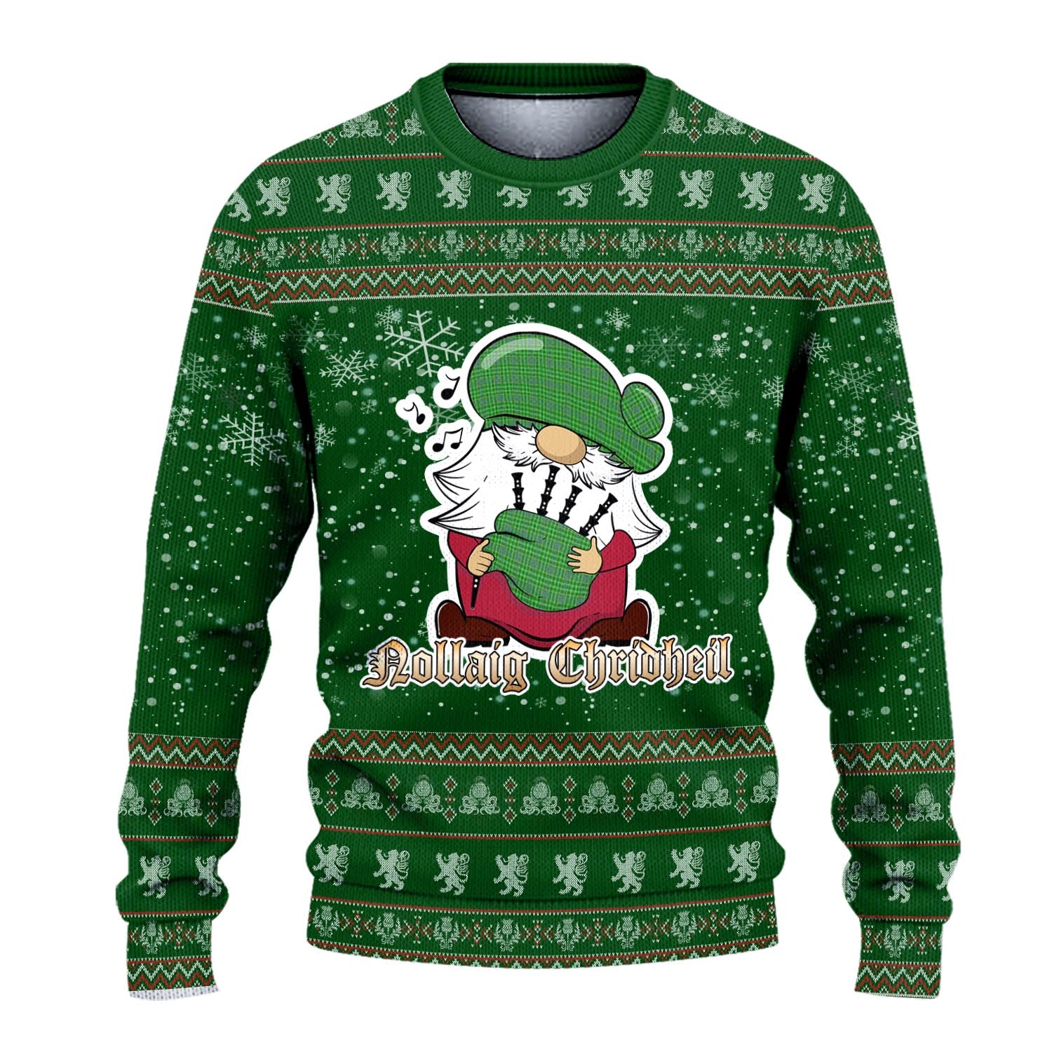 Currie Clan Christmas Family Knitted Sweater with Funny Gnome Playing Bagpipes - Tartanvibesclothing