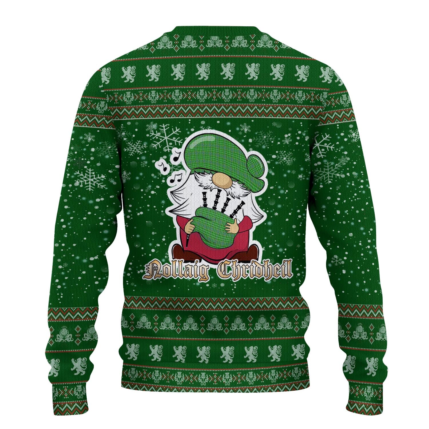 Currie Clan Christmas Family Knitted Sweater with Funny Gnome Playing Bagpipes - Tartanvibesclothing